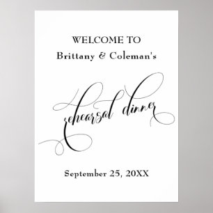 Elegante welkomstgroet voor het oefendinerbord poster