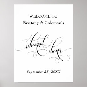 Elegante welkomsttekst voor het oefendiner bord poster