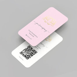 Elegante Wellness Spa Therapeut Pink Gold Lotus QR Visitekaartje