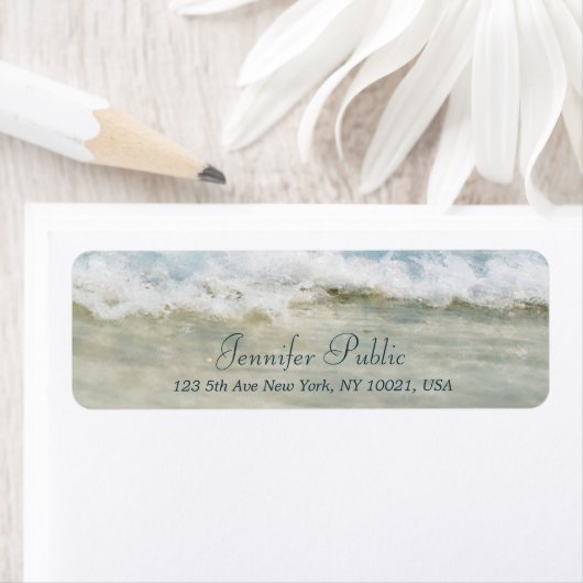 Elegante Wellness Waves Hand Script Retouradres Etiket (Insitu)