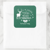 Elegante Wens je een Prettig Kerstfeest Groene Mon Vierkante Sticker (Tas)