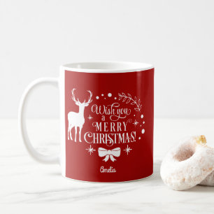 Elegante Wens je een Prettig Kerstfeest Monogram Koffiemok