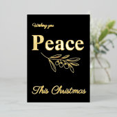Elegante wensen u vrede deze Kerst Goud Folie Feestdagenkaart (Staand Voorkant)