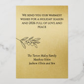 Elegante wensen u vrede deze Kerst Goud Folie Feestdagenkaart (Achterkant)