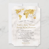 Elegante Wereldkaart Huwelijksreis Bestemming Goud Kaart (Voorkant)