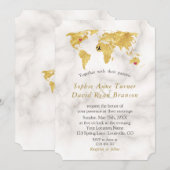 Elegante Wereldkaart Huwelijksreis Bestemming Goud Kaart (Voorkant / Achterkant)