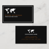 Elegante wereldkaart reisagent zwart visitekaartje (Voorkant / Achterkant)