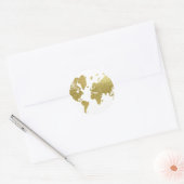 Elegante Wereldkaart van Goud Ronde Sticker (Envelop)