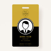 Elegante werknemer ID in zwart en metallic goud Badge (Voorkant)