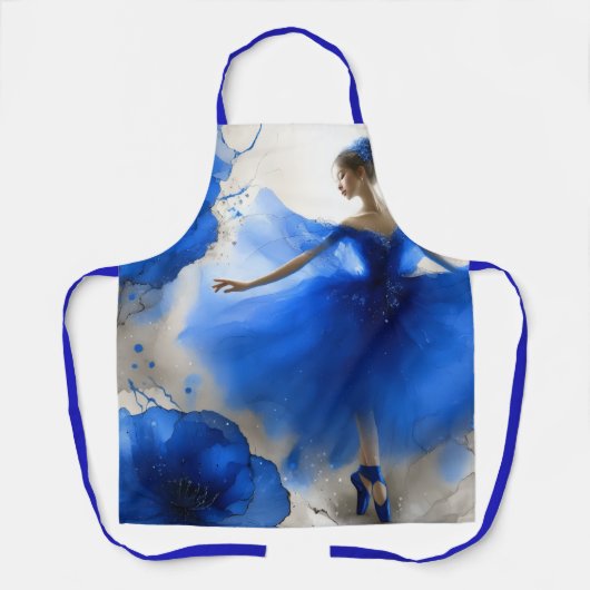Elegante wervelballet in indigoblauw schort (Voorkant)