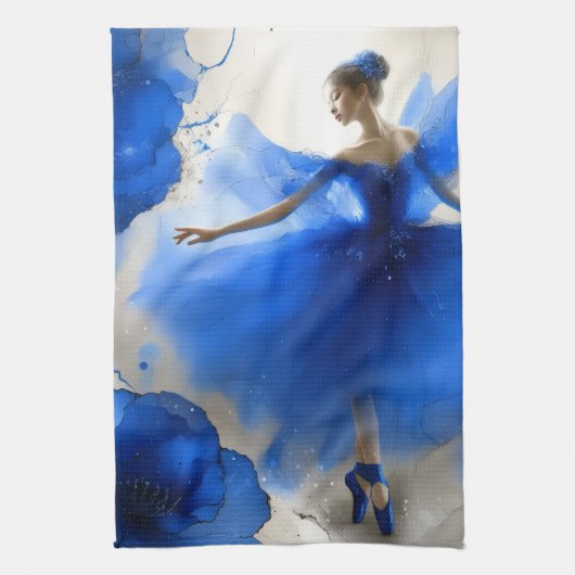 Elegante wervelballet in indigoblauw theedoek (Verticaal)