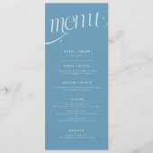 Elegante Wervelende Denim Blauwe Trouwmenu Menu (Voorkant)
