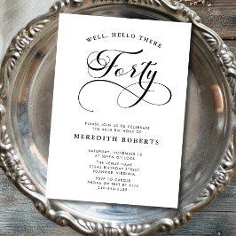 Elegante wervelende kalligrafie 40e verjaardagsfee kaart