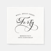 Elegante wervelende kalligrafie 40e verjaardagsfee servet (Voorkant)