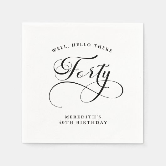 Elegante wervelende kalligrafie 40e verjaardagsfee servet (Voorkant)