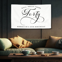 Elegante wervelende kalligrafie 40e verjaardagsfee spandoek