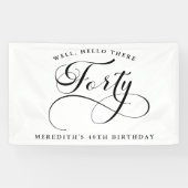 Elegante wervelende kalligrafie 40e verjaardagsfee spandoek (Horizontaal)