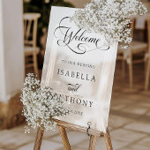 Elegante wervelende kalligrafie bruiloft welkom Fr Acryl Bord