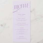 Elegante Wervelende Lila Huwelijksmenu Menu (Voorkant)