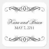 Elegante werveling bruiloft vierkante sticker (Voorkant)