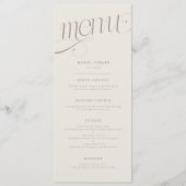 Elegante Werveling Greige Trouwmenu Menu (Voorkant)