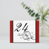 Elegante werveling in Rich Red Table nummer Briefk Briefkaart (Staand voorkant)