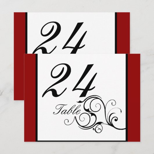 Elegante werveling in Rich Red Table nummer Briefk Briefkaart (Voorkant / Achterkant)