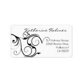Elegante werveling in zwart-wit adreslabel etiket (Voorkant)