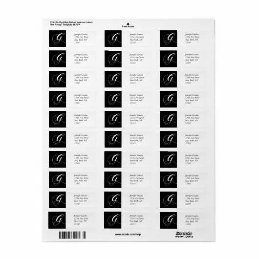 Elegante werveling Monogram G retour adres labels (Full Sheet)