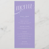 Elegante Werveling Paarse Huwelijksmenu Menu (Voorkant)