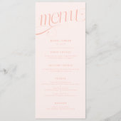 Elegante Werveling Perzik Huwelijksmenu Menu (Voorkant)