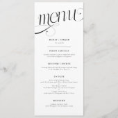 Elegante Werveling Witte Trouwmenu Menu (Voorkant)