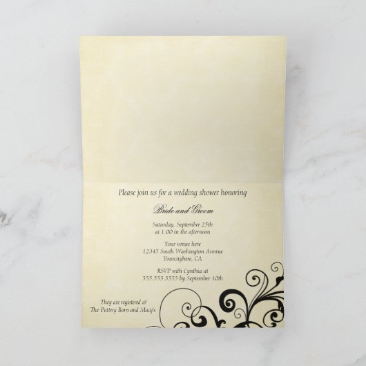 Elegante wervelingen bruiloft bruids douche uitnod (Binnen)