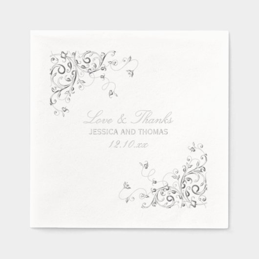 Elegante wervelingen bruiloft folie servetten (Voorkant)