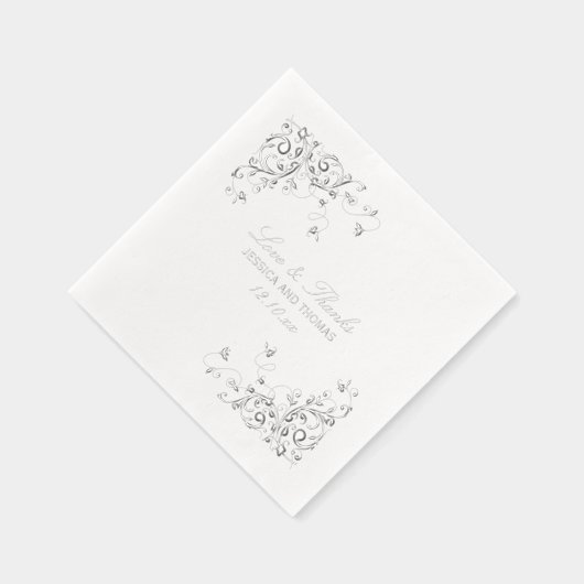 Elegante wervelingen bruiloft folie servetten (Rechts)