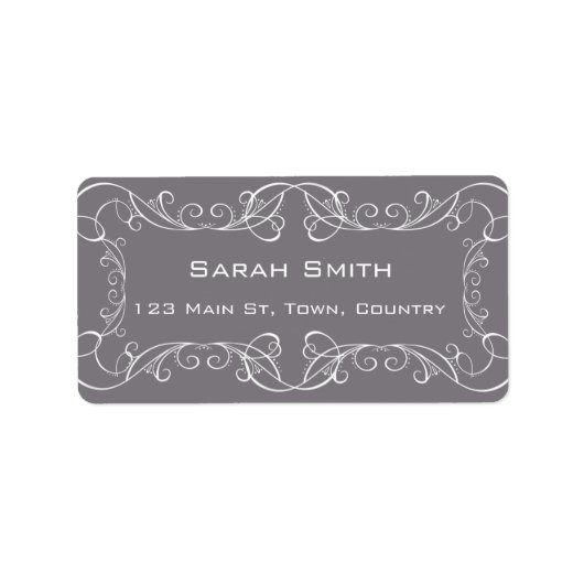 Elegante wervelingen bruiloft retour RSVP Labels (Voorkant)