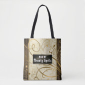 Elegante wervelingen Damask tekst Tote Bag (Voorkant)