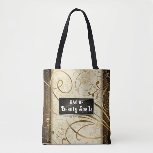 Elegante wervelingen Damask tekst Tote Bag (Voorkant)