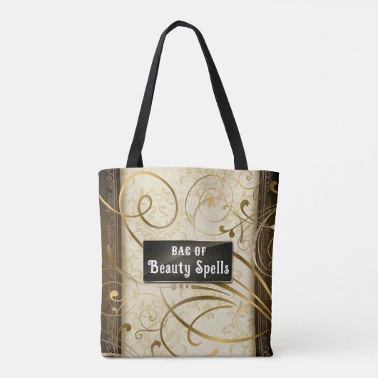 Elegante wervelingen Damask tekst Tote Bag (Achterkant)