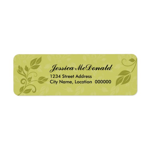 Elegante wervelingen en bladeren etiket (Voorkant)