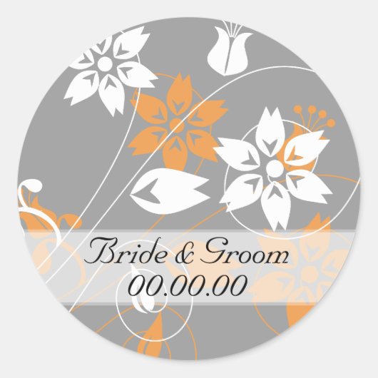 Elegante wervelingen en bloemen bruiloft stickers (Voorkant)