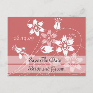 Elegante wervelingen en bloemen slaan de datum Bri Aankondigingskaart