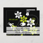 Elegante wervelingen en bloemen slaan de datum Bri Aankondigingskaart (Voorkant / Achterkant)