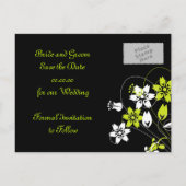 Elegante wervelingen en bloemen slaan de datum Bri Aankondigingskaart (Achterkant)
