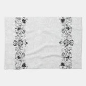 Elegante wervelingen  kant op witte damast theedoek (Horizontaal)