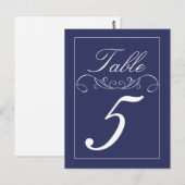 Elegante wervelingen Navy Trouwtafel Nummer Kaarte Briefkaart (Voorkant / Achterkant)