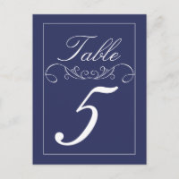 Elegante wervelingen Navy Trouwtafel Nummer Kaarte