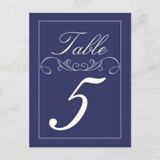 Elegante wervelingen Navy Trouwtafel Nummer Kaarte Briefkaart (Voorkant)