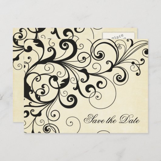 Elegante wervelingen slaan het datum aankondiging (Voorkant / Achterkant)