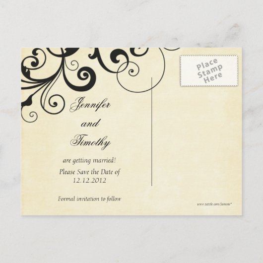 Elegante wervelingen slaan het datum aankondiging (Achterkant)